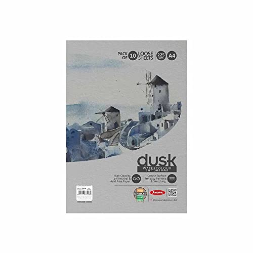 Anupam Dusk Grey Toned Paper - Acid Free - Cold Press Paper - 10 Loose Sheet - 225 GSM - A4 - Image 1