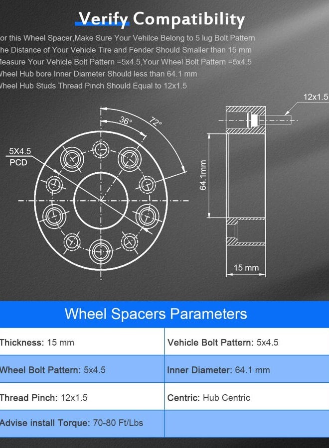 ECCPP 4PCS 15mm 5 Lug 5x114.3mm Wheel spacers hubcentric 5x4.5 fit for 2006-2018 for Honda Civic 1997-2018 for Honda CR-V 2011-2016 for Honda CR-Z - Image 3