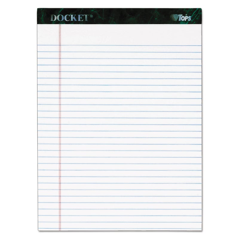 TOPS Docket Writing Tablet, 8-1/2 x 11-3/4 Inches, Perforated, White, Legal/Wide Rule, 50 Sheets per Pad, 6 Pads per Pack (63416) - Image 1