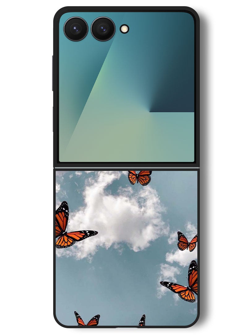 Theodor Case Compatible with Samsung Galaxy Z Flip 7 - 6.9 Inch Protection Shockproof Bumper Cover Butterfies - Image 1