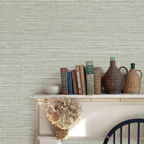 JiffDiff Grasscloth Wallpaper Peel and Stick Cream Grassweave Stick on Wallpaper Textured Self Adhesive Contact Paper 17.3"x118" - Image 3