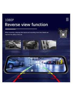 MOCOM 9.66 Inch Rearview Mirror Camera, Front and Rear Camera, 1080P Backup Camera, Touch Screen, Dual Front and Rear Cameras/Night Vision/Sensor  - Image 3