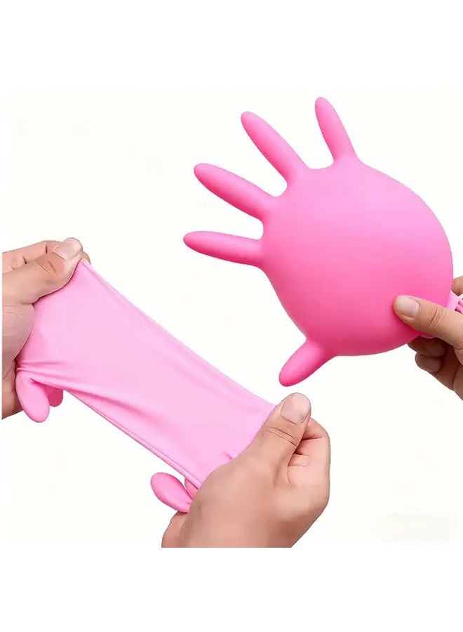 52 Pcs Bulk Disposable Pink Latex Free Gloves Size S For Home Pet Care Nail Salon - Image 3