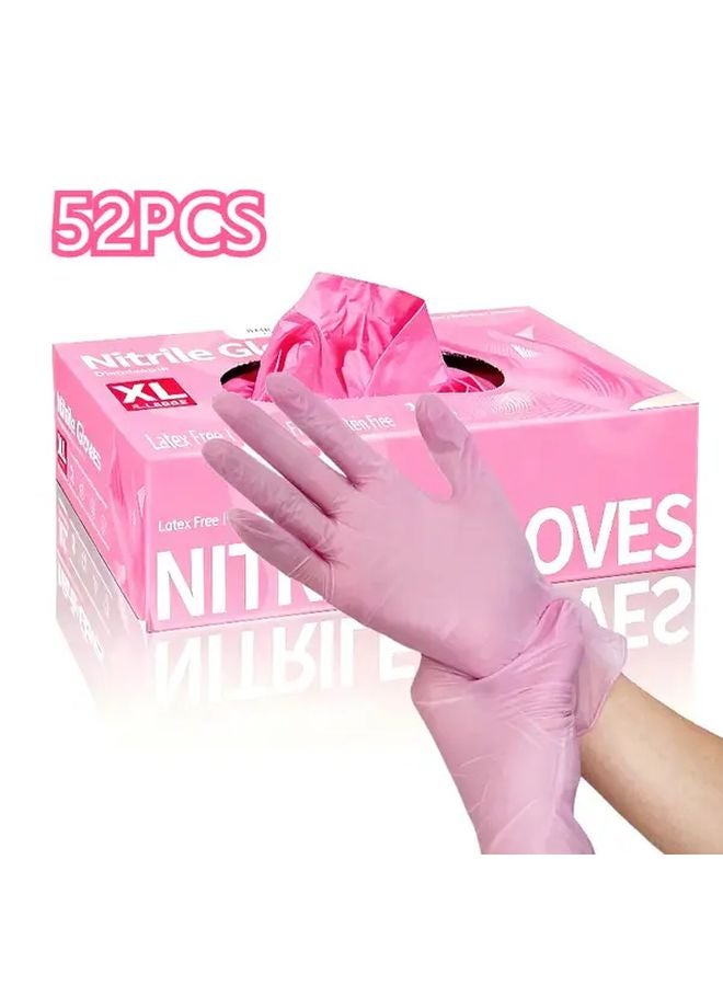 52 Pcs Bulk Disposable Pink Latex Free Gloves Size S For Home Pet Care Nail Salon - Image 2