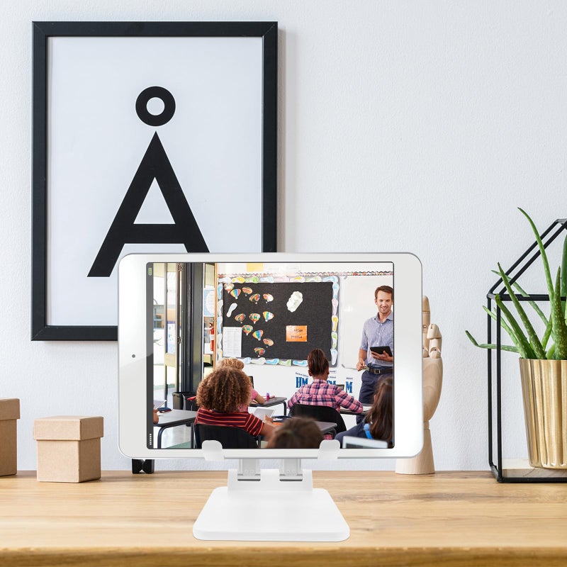 Dual Joint Aluminum Alloy Foldable Tablet Stand Portable Holder for Home Office Pearl White - Image 5
