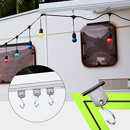 RVMATE حامل ضوء مظلة RV RVMATE، ينزلق بسهولة إلى قناة شريط رولر مظلة RV، كل حامل يمكنه دعم 15 رطل، عبوة 8 قطع - Image 2