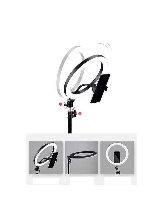 A 30 cm circular lighting ring for live broadcasting and professional photography, 360 degree rotation with a mobile holder, which can be installed on any tripod – UN-300