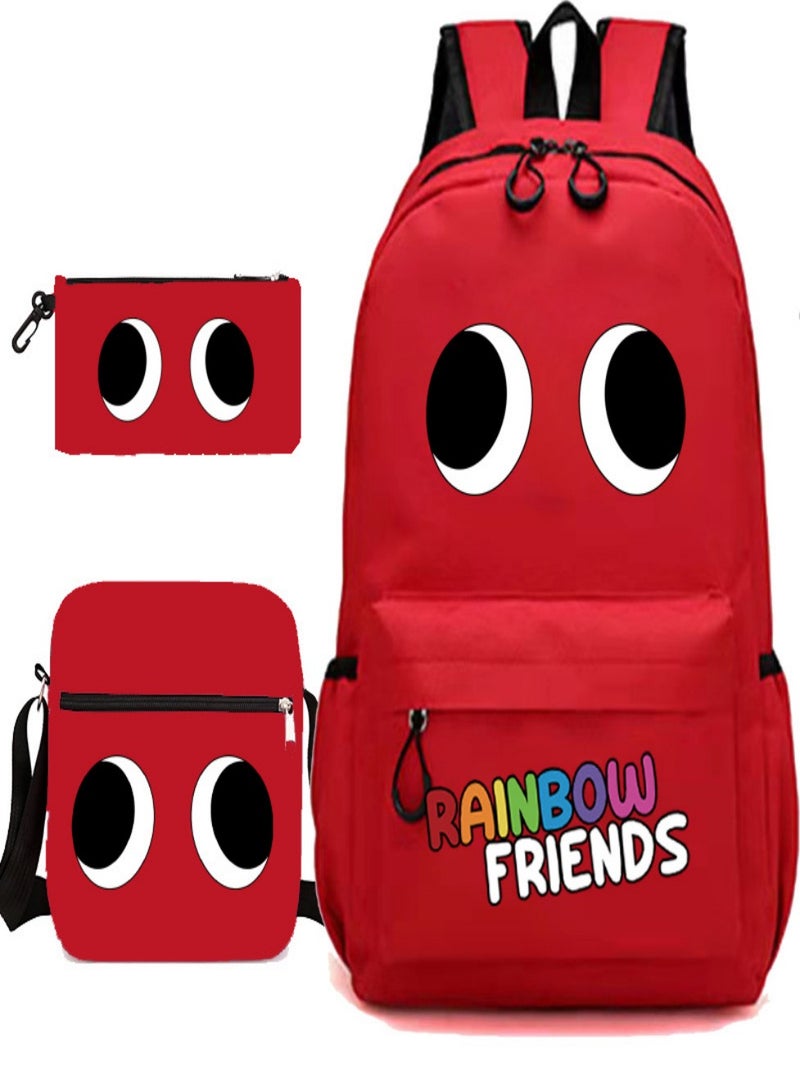 Rainbow Friends Children Backpack Schoolbag Teen Student School Book bag with Lunch Box Pen Case 3 in 1 for Kids