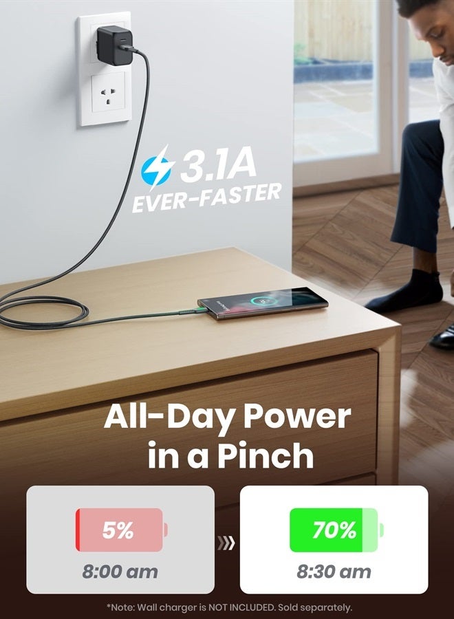 INIU USB C Cable, [5 Pack 3.1A] QC 3.0 Fast Charging USB Type C Cable, (3.3+3.3+6+6+10ft) Nylon Braided Phone Charger USB-C Cord for Samsung Galaxy S21 S20 S10 Plus Note 10 LG Google Pixel Moto etc