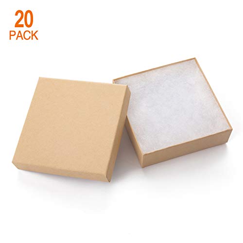 GEFTOL Jewelry Gift Boxes 20 Pack 3.5x3.5x1 Inch Cardboard Jewelry Boxes,Small Gift Boxes for Jewelry Earrings Necklaces Handmade Bangles Bracelets(Brown) - Image 2