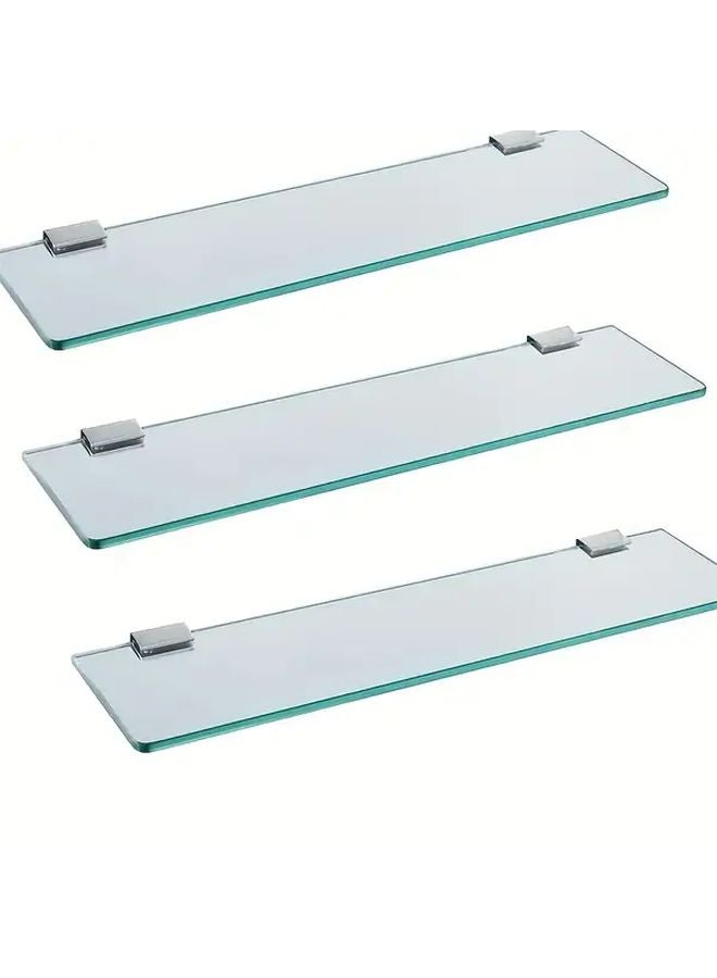 Modern Minimalist Glass Bathroom Shelf Wall Mounted Stainless Steel Space Saving Organizer - Image 5