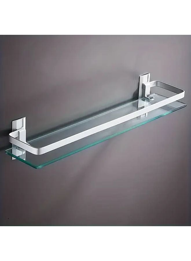 Modern Minimalist Glass Bathroom Shelf Wall Mounted Stainless Steel Space Saving Organizer - Image 3