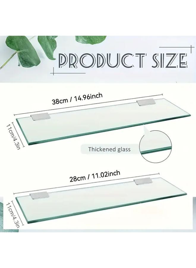 Modern Minimalist Glass Bathroom Shelf Wall Mounted Stainless Steel Space Saving Organizer - Image 4
