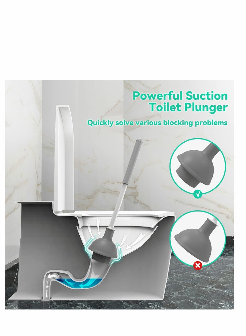 Barakah oilet Plunger and Brush, Bowl Brush and Plunger Combo with Holder for Bathroom Cleaning, 2-in-1 Heavy Duty Plunger Set with Powerful Pump & Unique Water Storage Design(White, 1 Set) - Image 3