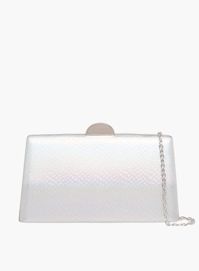Flora Bella By Shoexpress Women Iridescent Clutch with Flap Closure and Chain Strap