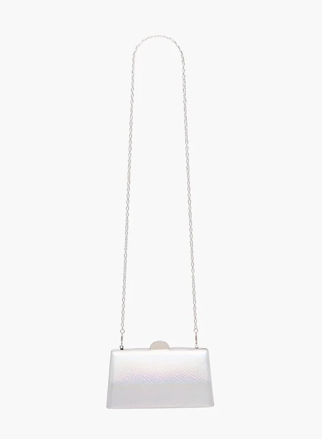 Flora Bella By Shoexpress Women Iridescent Clutch with Flap Closure and Chain Strap