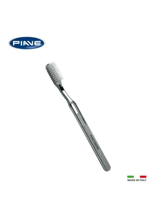 Piave Chromed Handle Medium Toothbrush For Adult - Image 4