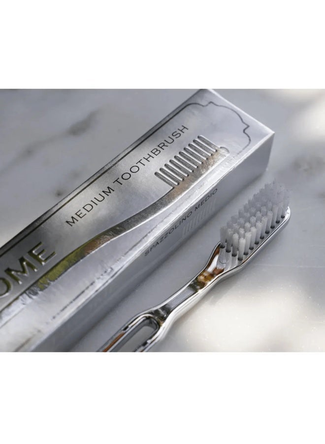 Piave Chromed Handle Medium Toothbrush For Adult - Image 2