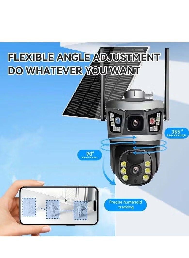 JAJEEK NEW V380 Dual Lens Wireless Solar Camera – 6MP 4G Self-Tracking Outdoor Security Camera with Solar Power, Night Vision, Motion Detection, Waterproof, Ideal for Home, Yard, and Property Surveillance - Image 4