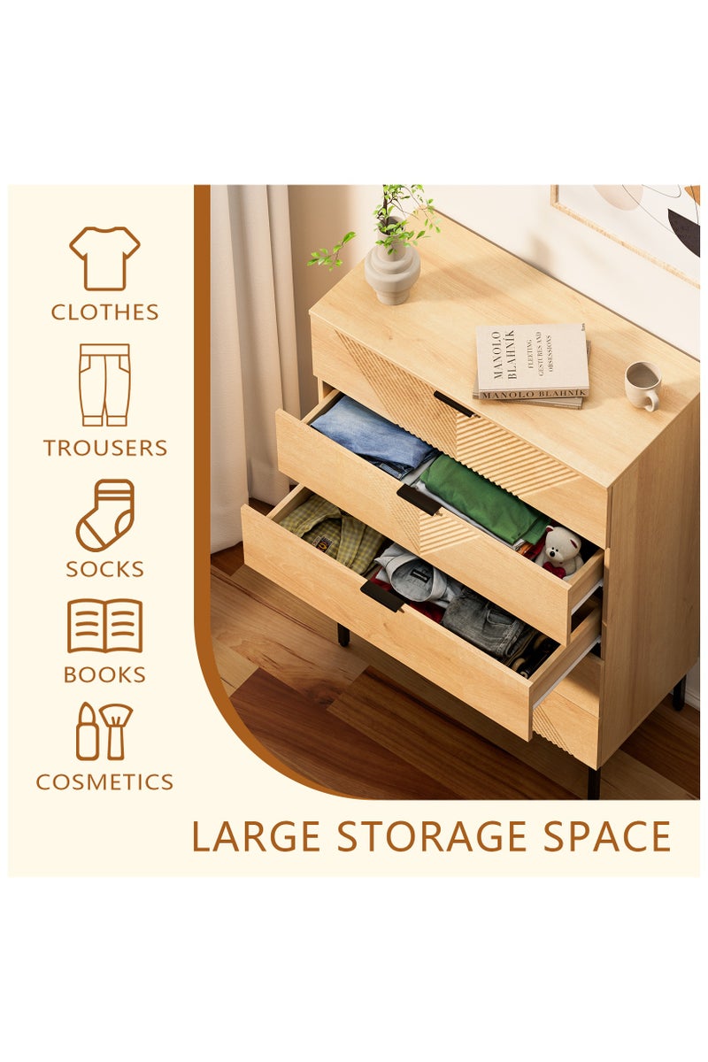 Chogori 5 Drawer Dresser for Bedroom, Fluted Tall Dresser for Closet, Wooden Chest of Drawers for Living Room, Hallway - Image 5