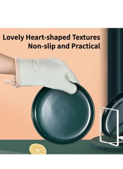 Generic Oven Mitts, KASTWAVE Professional Heat Resistant Gloves Non-Slip Hand Protective Cooking Silicone and Cotton Double-Layer Glove BBQ  - Image 4