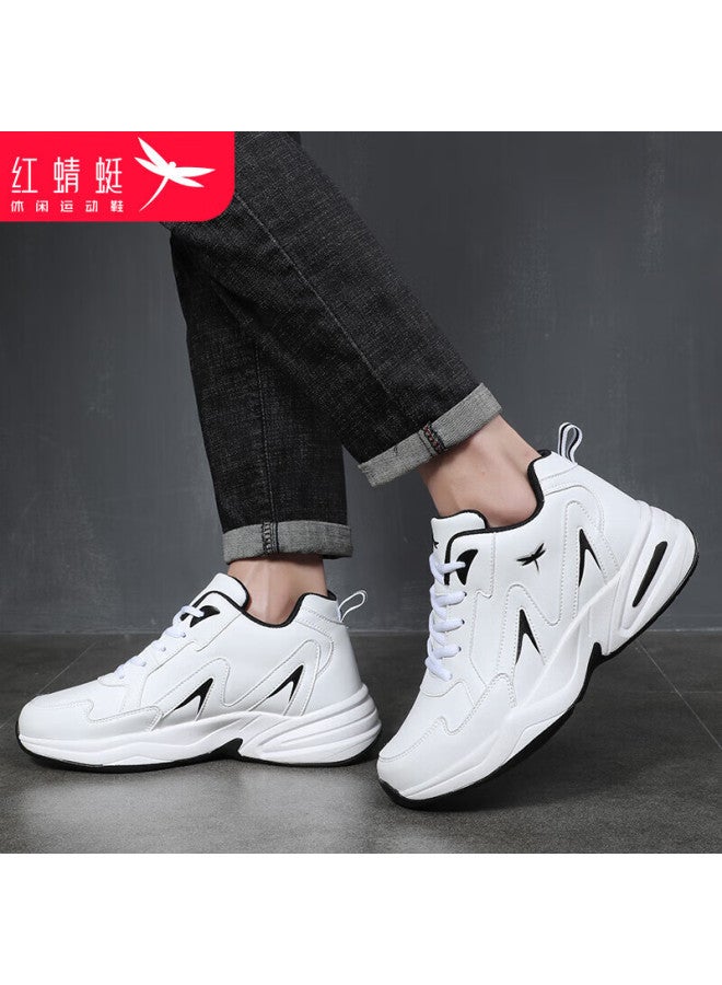 Red Dragonfly Men's Winter Fashion Casual Outdoor Travel Thick Sole Height Increasing Sports Leisure Shoes C0tt00982 White Size 40