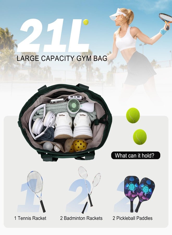 Kasqo Tennis Bags for Women, Large Water Resistant Pickleball Tote Bag Men 2 Rackets Lightweight Crossbody Shoulder Bag for Gym Sport Green - Image 3