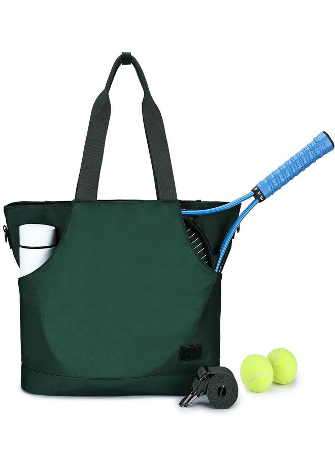 Kasqo Tennis Bags for Women, Large Water Resistant Pickleball Tote Bag Men 2 Rackets Lightweight Crossbody Shoulder Bag for Gym Sport Green - Image 1