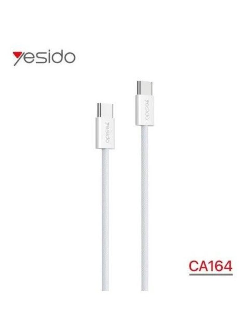 Yesido CA164 Dual Type-C 60W Fast Charging Cable – 2.0 Meter White – High-Speed Charging for USB-C Devices – Supports 60W Power Delivery, Data Transfer, and Syncing – Compatible with Laptops, Smartphones, Tablets, Power Banks & More - Image 2