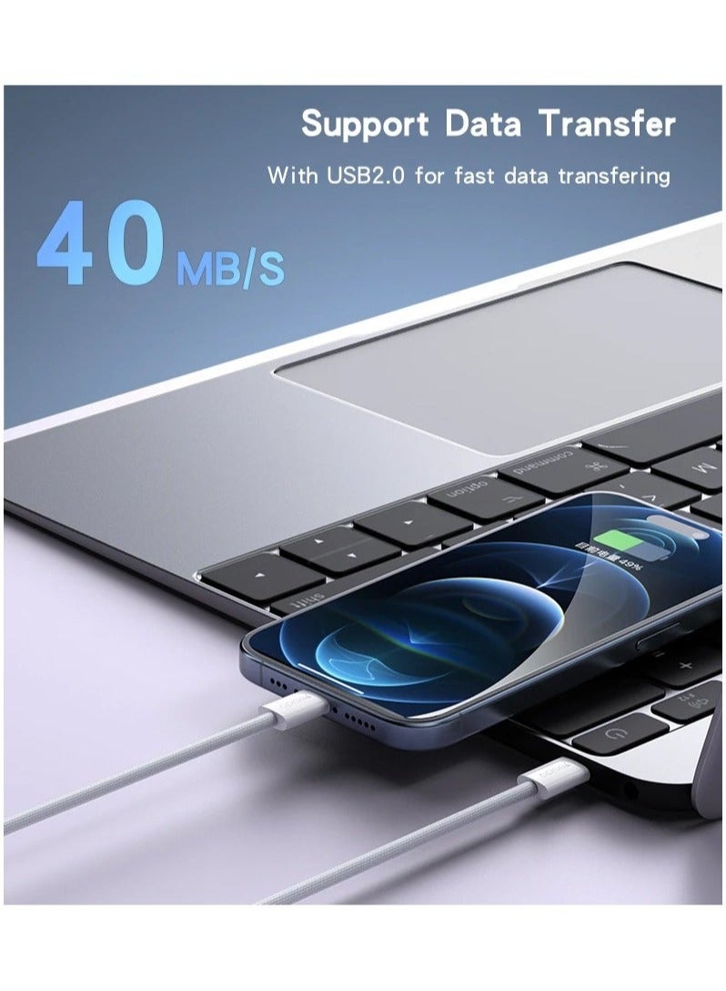 Yesido CA164 Dual Type-C 60W Fast Charging Cable – 2.0 Meter White – High-Speed Charging for USB-C Devices – Supports 60W Power Delivery, Data Transfer, and Syncing – Compatible with Laptops, Smartphones, Tablets, Power Banks & More - Image 4