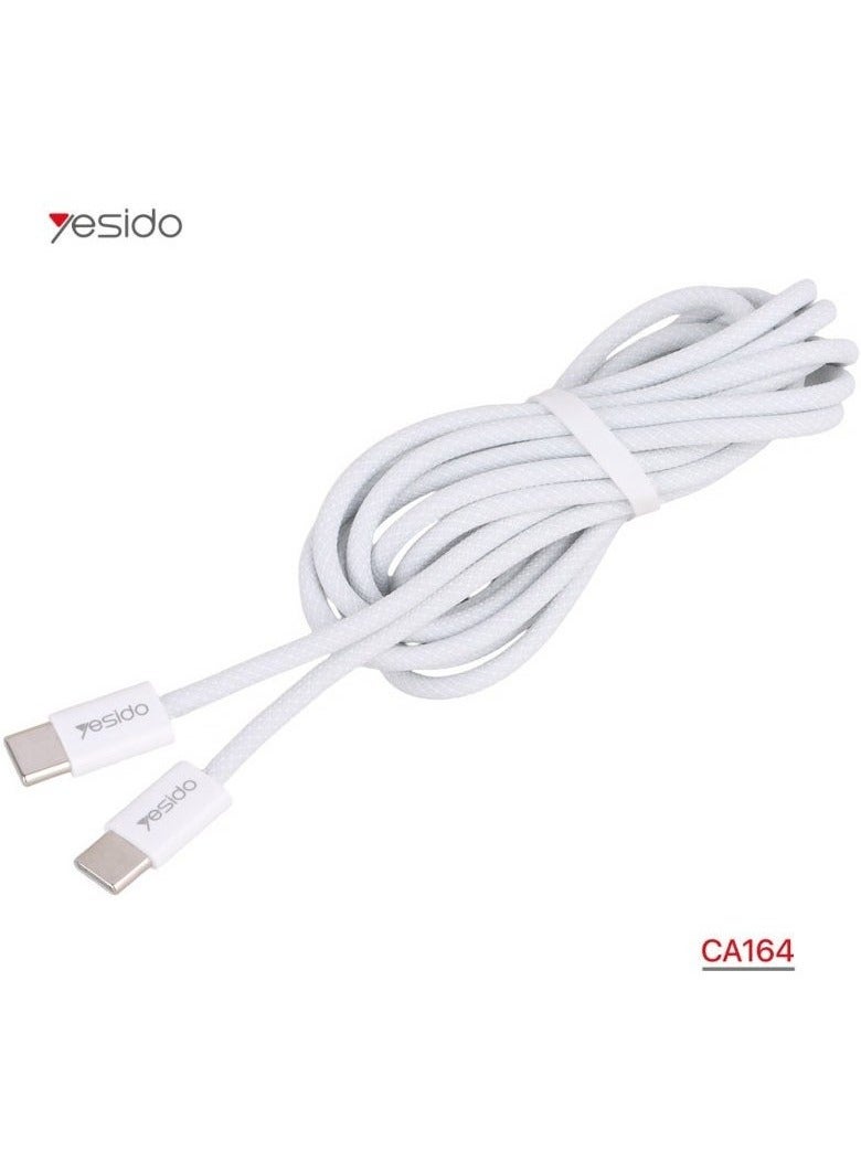 Yesido CA164 Dual Type-C 60W Fast Charging Cable – 2.0 Meter White – High-Speed Charging for USB-C Devices – Supports 60W Power Delivery, Data Transfer, and Syncing – Compatible with Laptops, Smartphones, Tablets, Power Banks & More - Image 5