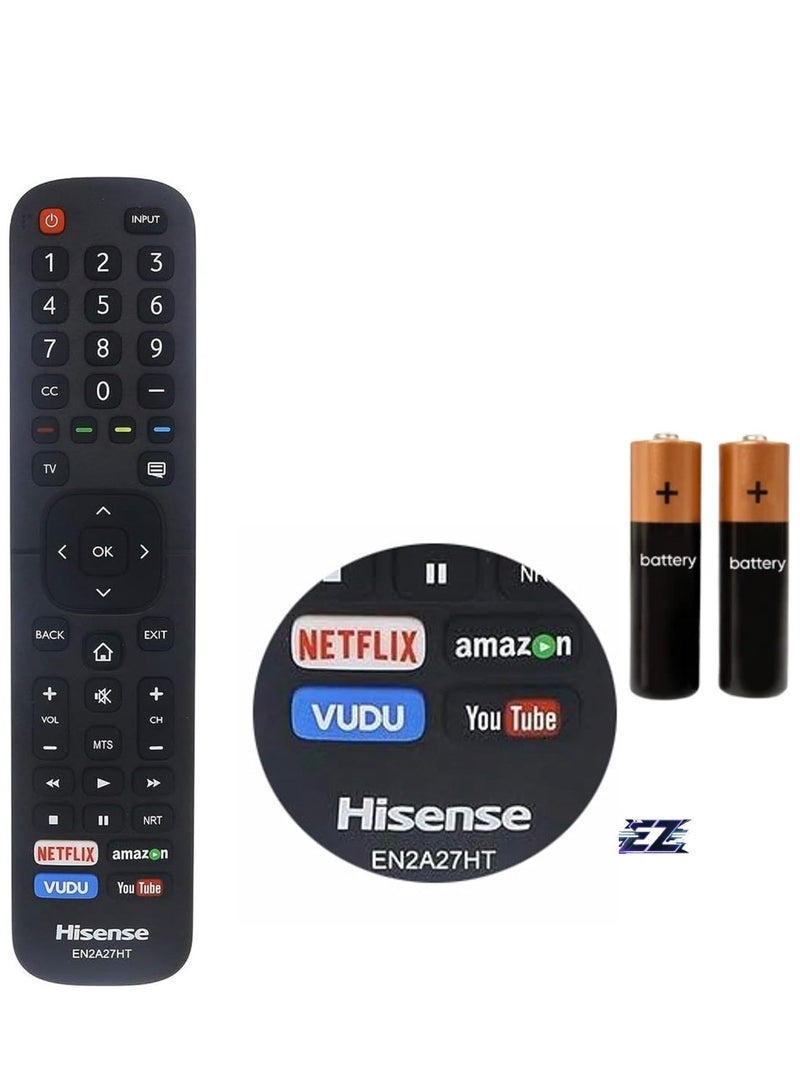 PopZa Universal Remote Control EN2A27HT – Compatible with All Hisense Smart 4K HDR TVs – Works with 40H5D, 43H5D, 43H6D, 50DU6070, 50H5D, 50H6D, 55DU6070, 55H6D, 60DU6070, 65H6D Models – Easy Setup & Full Functionality - Image 1