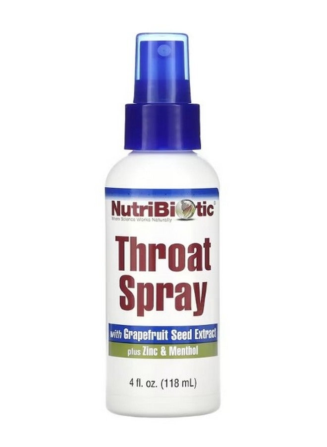 Nutribiotic Throat Spray with Grapefruit Seed Extract plus Zinc and Menthol 4 fl oz 118 ml - Image 1