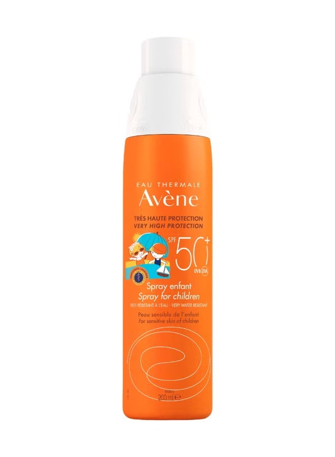 AVENE SPF 50+ Sunscreen Kids Spray - Very High Protection Against UVA/UVB - No White Streaks - Water Resistant - Face & Body - Dry, Sensitive Skin - Suitable for Children - 200 ml