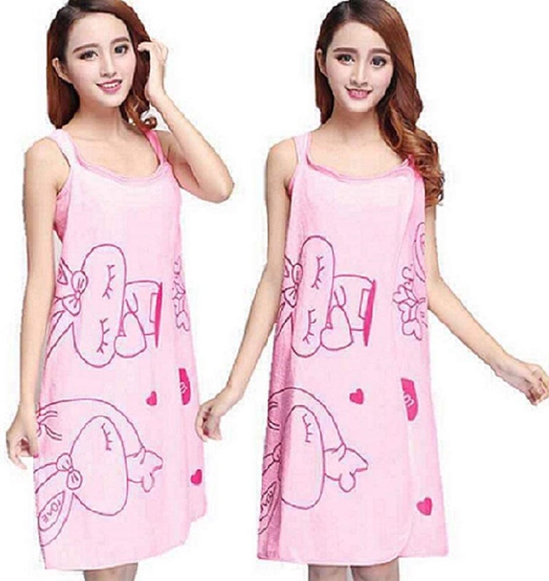 Styxon Styxon Bath Towel Wrap Women Luxury Highly Water Absorbent Beach Spa Gym Bathrobes Slip Dress Bathing Shower Cover Up Tube Dress Nightwear Sleepdress Pink
