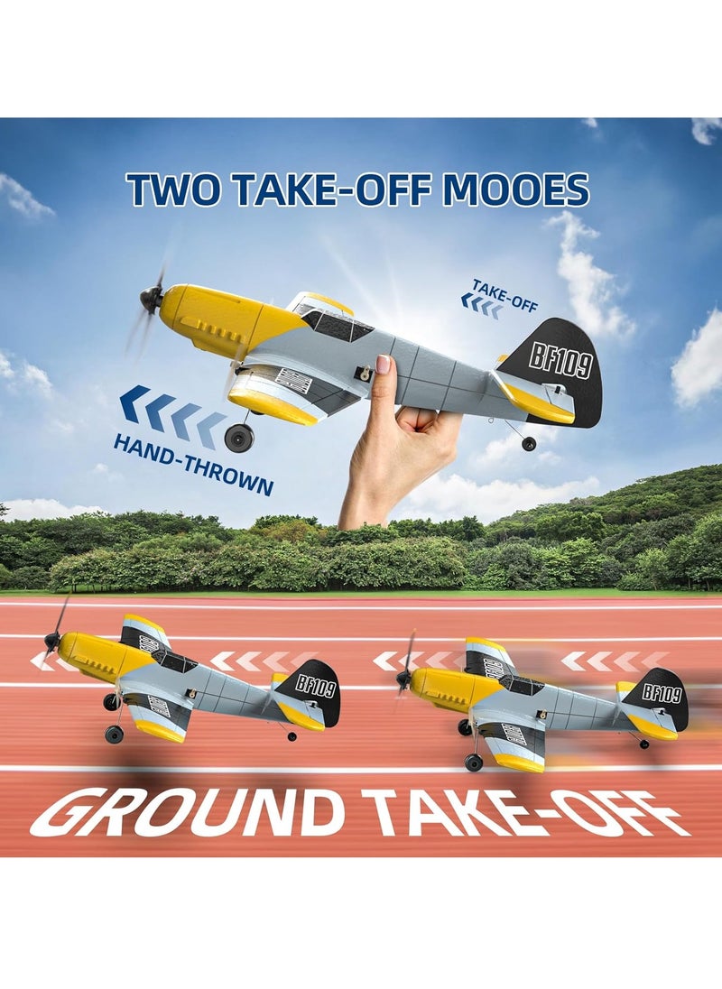 طائرة RC، طائرة مقاتلة بعيدة السيطرة 3 قنوات BF-109، لعبة طائرة شراعية RC، طائرة شراعية جاهزة للطيران بتقنية 2.4GHz وثبات بستة محاور مع بطاريتين، لعبة هواية خارجية من فترة الحرب العالمية الثانية، سهلة الطيران  - Image 4