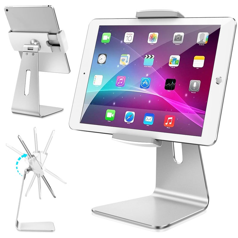 AboveTEK Elegant Tablet Stand, Aluminum iPad Stand Holder, Desktop Kiosk POS Stand for 7-13 inch iPad Pro Air Mini Galaxy Tab Nexus, Tablet Mount for Store Showcase Office Reception Kitchen Countertop - Image 1