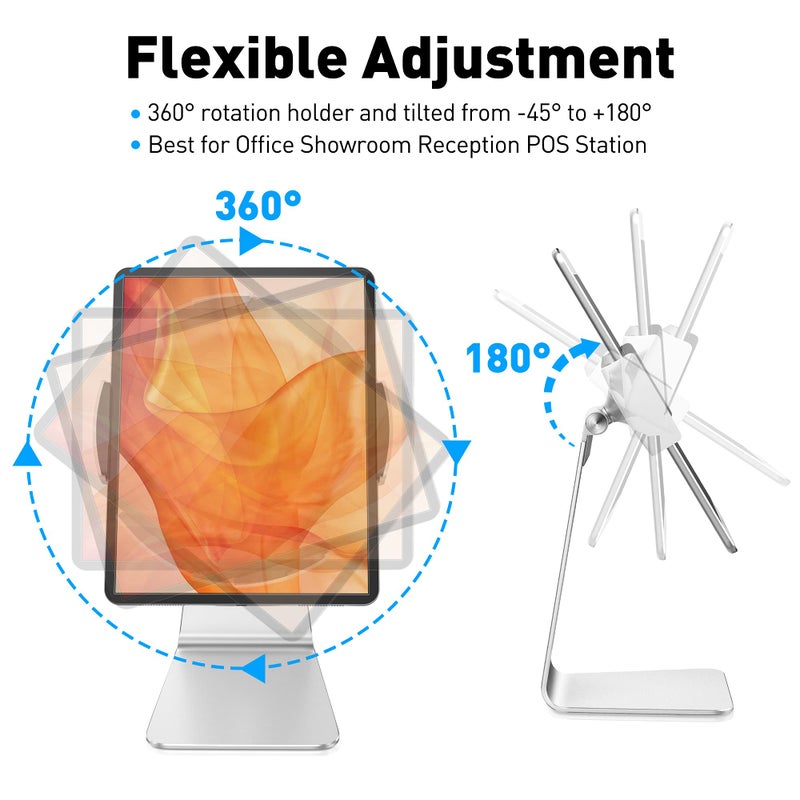 AboveTEK Elegant Tablet Stand, Aluminum iPad Stand Holder, Desktop Kiosk POS Stand for 7-13 inch iPad Pro Air Mini Galaxy Tab Nexus, Tablet Mount for Store Showcase Office Reception Kitchen Countertop - Image 3
