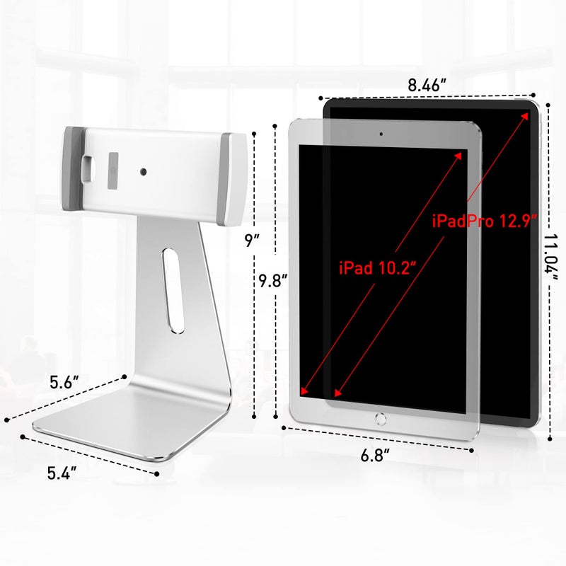 AboveTEK Elegant Tablet Stand, Aluminum iPad Stand Holder, Desktop Kiosk POS Stand for 7-13 inch iPad Pro Air Mini Galaxy Tab Nexus, Tablet Mount for Store Showcase Office Reception Kitchen Countertop - Image 4