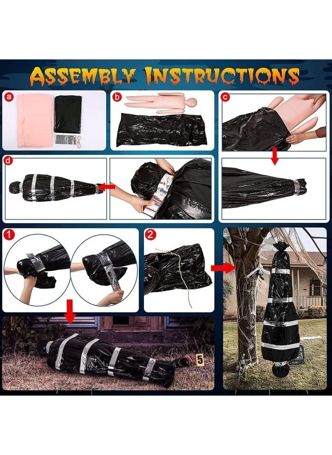 CCOVERY - Haunted House Decor for Garden Party Decoration Dead Victims Body Bag Prop 59inch Scary Fake Corpse Props Hanging Corpses Props with Inflatable Pump - Image 1