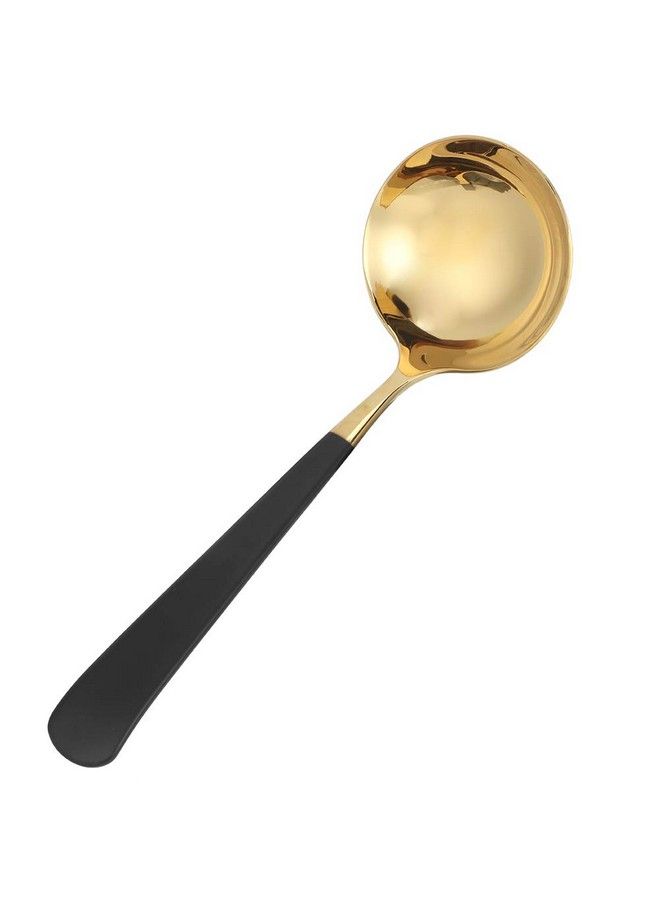 Haofy Deep Spoons 304 Stainless Steel Soup Ladle Blackgold Serving Spoon Cooking Spoons For Household Restaurant Hotel With Long Handle - Image 1