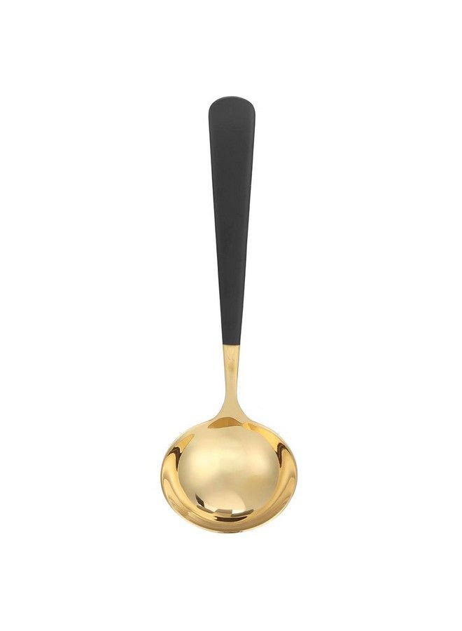 Haofy Deep Spoons 304 Stainless Steel Soup Ladle Blackgold Serving Spoon Cooking Spoons For Household Restaurant Hotel With Long Handle - Image 3