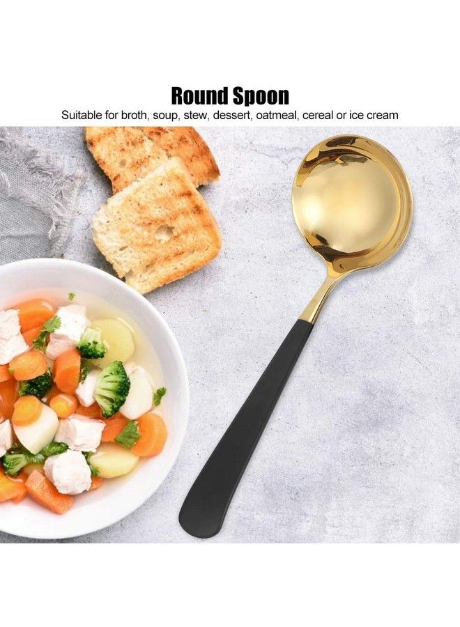 Haofy Deep Spoons 304 Stainless Steel Soup Ladle Blackgold Serving Spoon Cooking Spoons For Household Restaurant Hotel With Long Handle - Image 4