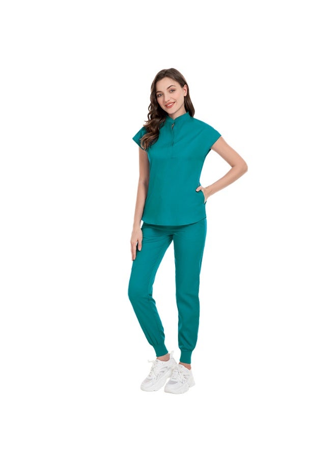 NIBEMINENT Tops+pant Medical Uniform Surgery Scrubs Shirt Short Sleeve Pet Shop Doctor Nurse Nursing Uniform Set Women Workwear Scrub - Image 1