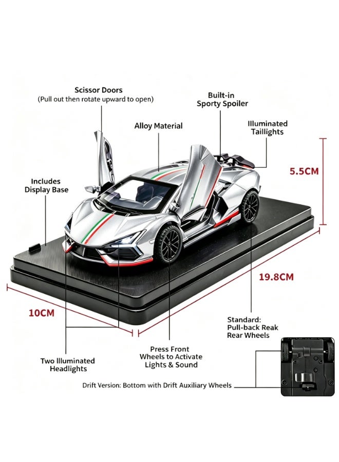 LAMBORGHINI High-Detail Alloy Car Model with Realistic Lighting & Sound Effects, 1:32 Scale Die-Cast Vehicle, Collectible Display Model for Adults & Kids - Image 2