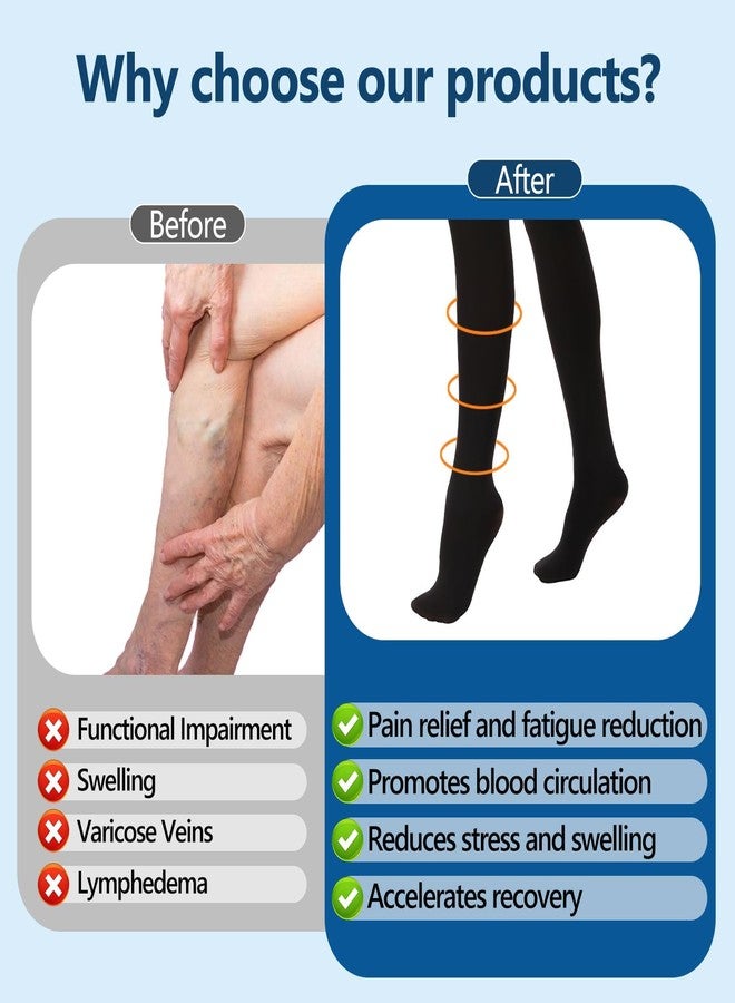 SEJGGKQ Medical Compression Pantyhose for Women Men,20-30 MmHg Graduated Support Stockings Opaque Closed,Toe Hose High Waist Tights,Leggings,for Varicose Veins,Medias,Lipedema,Maternity - Image 3