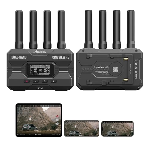 Accsoon CineView HE Wireless Video Transmitte&Receiver, 2.4+5Ghz, UVC Out for Live Streaming 1080p60 0.06s Latency 1200ft Range up to 4 Devices Monitoring, Compatible with CineView M7 Pro/2 SDI/SE - Image 1