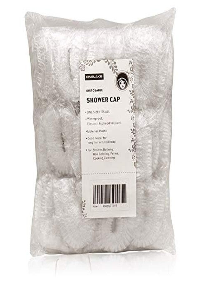 KINGLAKE Disposable Shower Cap,100 Pcs Plastic Shower Caps Large Thick Elastic Bath Cap For Women Spa,Home Use,Hotel and Hair Salon - Image 5