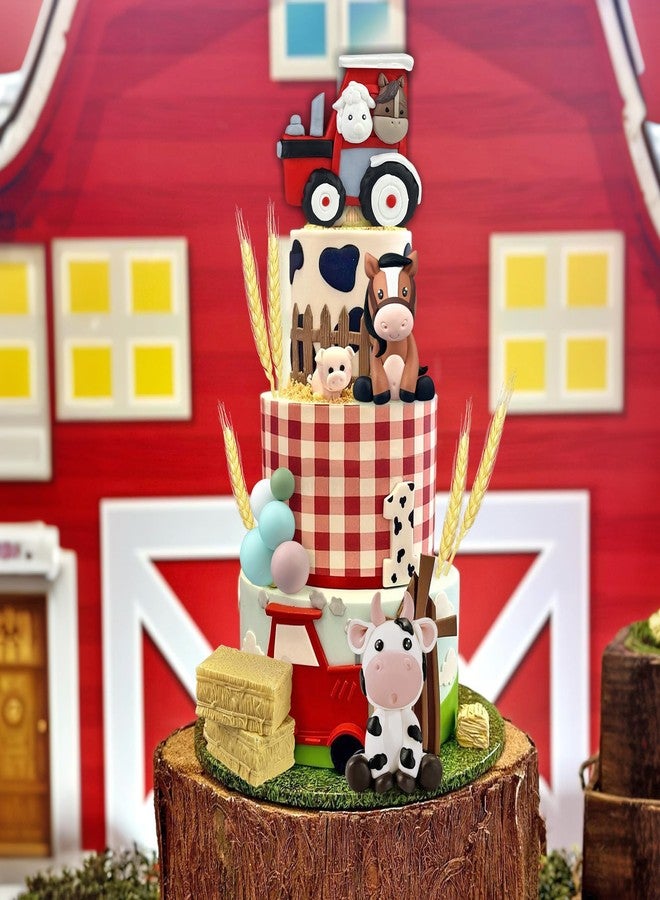 KEEPARTY 22 PCS Farm Cake Topper - Cow Horse Tractor Cake Decorations for Baby Shower Cow Themed Girls Boys Birthday Party Decorations Supplies (Tractor) - Image 5