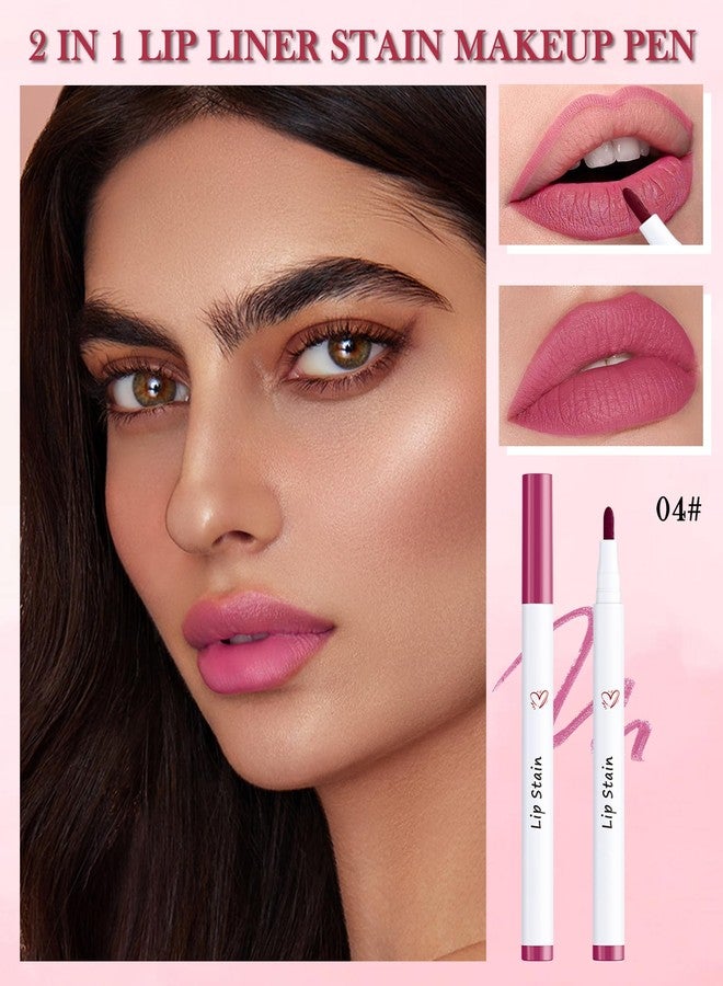 LYSdefeu قلم تحديد الشفاه - 1 قطعة صبغة شفاه سائلة وردية، أحمر شفاه مقاوم للماء وطويل الأمد، قلم لمعان الشفاه برأس مدبب دقيق، هدية مكياج ليوم المرأة للنساء والفتيات - 04 - Image 2